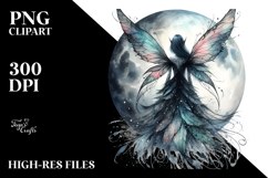 Gothic Fairy on Moon PNG Product Image 2