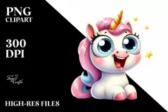 Funny Expressive Baby Unicorn PNG Product Image 3