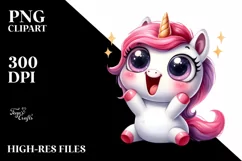 Funny Expressive Baby Unicorn PNG Product Image 3