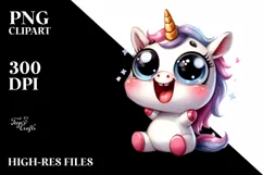 Funny Expressive Baby Unicorn PNG Product Image 3