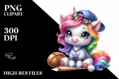 Baby Unicorn Baseball Player | Sublimation | Clipart Product Image 1