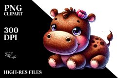 Smiling Old Plush Hippo, Transparent PNG Product Image 2