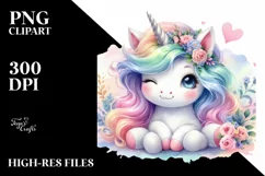 Baby Unicorn Winking PNG Product Image 3