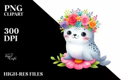 Vibrant Flower Crown Seal | Sublimation Clipart Product Image 3