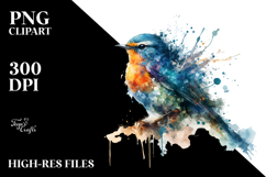 Grungy Bird Half Splashes Watercolor Digital Art Product Image 2