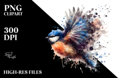 Grungy Bird Half Splashes Watercolor Digital Art Product Image 2