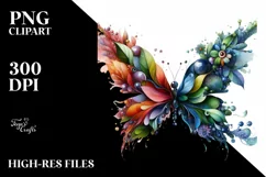 Vibrant Abstract Flowers Butterfly PNG Product Image 3