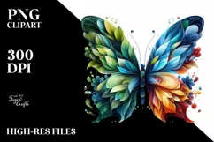 Vibrant Abstract Flowers Butterfly PNG Product Image 1