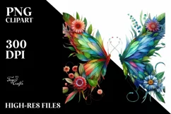 Vibrant Abstract Flowers Butterfly PNG Product Image 1