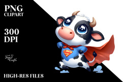 Playful Superhero Cow PNG Product Image 2