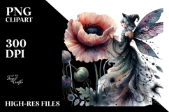 Gothic Fairy on Flower PNG Product Image 2