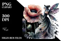 Gothic Fairy on Flower PNG Product Image 2