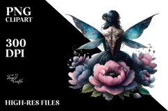 Gothic Fairy on a Flower, PNG Product Image 2
