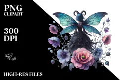 Gothic Fairy on Flower PNG Product Image 2