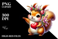 Adorned Baby Squirrel Holding Heart PNG Product Image 2