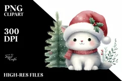 Watercolor Cat with Christmas Decorations PNG Product Image 3