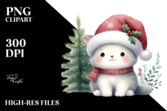 Watercolor Cat with Christmas Decorations PNG Product Image 2