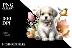 Whimsical Watercolor Spring Puppy, Transparent PNG Product Image 2