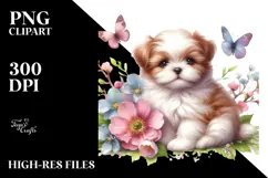 Whimsical Watercolor Spring Puppy, Transparent PNG Product Image 2