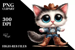 Expressive Baby Cat Wearing Cowboy Boots PNG Product Image 1