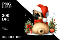 Pug with Christmas Decorations PNG Product Image 2