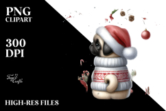 Pug with Christmas Decorations PNG Product Image 2
