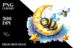 Vibrant Bee Sleeping Moon Hanging Stars Clipart Product Image 2