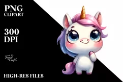 Confused Unicorn with Large Goofy Smile, PNG Product Image 3