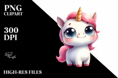 Confused Unicorn with Large Goofy Smile, PNG Product Image 3