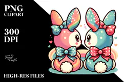 Colorful Retro Bunnies Sitting PNG Product Image 2