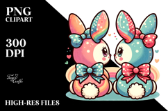Colorful Retro Bunnies Sitting PNG Product Image 2