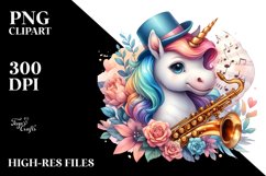 Colorful Baby Unicorn in Jazz Club, PNG Product Image 3