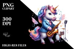 Colorful Baby Unicorn in Jazz Club, PNG Product Image 3