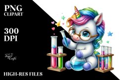 Colorful Unicorn with Beaker PNG Product Image 3