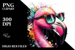 Quirky Flamingo Art Splash | Sublimation | Clipart Product Image 1