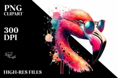 Quirky Flamingo Art Splash | Sublimation | Clipart Product Image 1