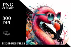 Quirky Flamingo Art Splash | Sublimation | Clipart Product Image 1
