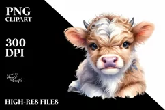 Cute Baby Highland Cow Smiling | Clipart Product Image 3