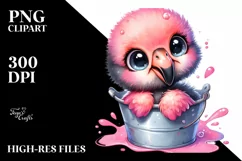Smiling Baby Flamingo Sitting PNG Product Image 1