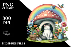 Colorful Cat House with Mushroom | Clipart Product Image 2