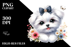 Watercolor Baby Maltese with Big Eyes, PNG Product Image 2