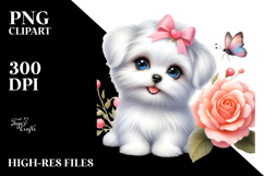 Watercolor Baby Maltese with Big Eyes, PNG Product Image 2