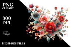 Abstract Red Roses with Gold Insertions | Clipart Product Image 2