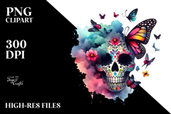 Colorful Skull, Butterfly PNG Product Image 2