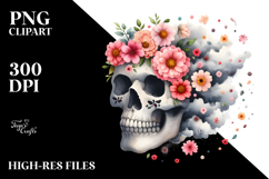 Cute Skull with Flowers PNG Product Image 2