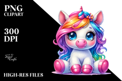 cute Baby Unicorn in the Style of PNG Product Image 2
