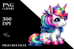 cute Baby Unicorn in the Style of PNG Product Image 2