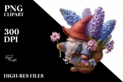 Gnome Hyacinth Bouquet Basket Clipart Product Image 1