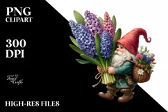 Gnome Hyacinth Bouquet Basket Clipart Product Image 3