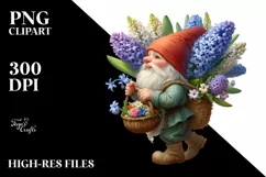 Gnome Hyacinth Bouquet Basket Clipart Product Image 3